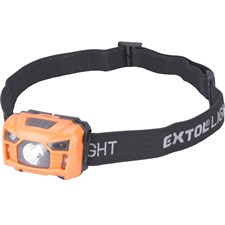 EXTOL LIGHT LED fejlámpa, 3 W, CREE XPL, 100 Lumen; akkuval, 3 fény mód, fehér+piros