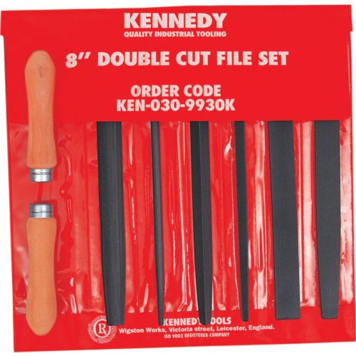 KENNEDY 8" (200 mm) kettős vágatú műhelyreszelő készlet, 8 részes