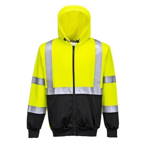 Portwest B315 - Hi-Vis kéttónusú kapucnis pulóver, sárga/fekete